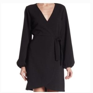 Madewell textured faux wrap dress black size m